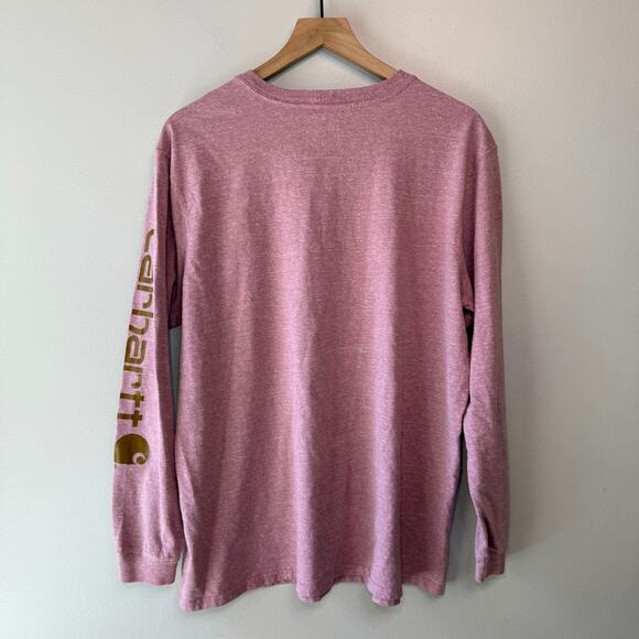 Carhartt Women's Loose Fit Classic Logo Long Sleeve Tee Light Pink Gold Size 1X - Picture 7 of 7